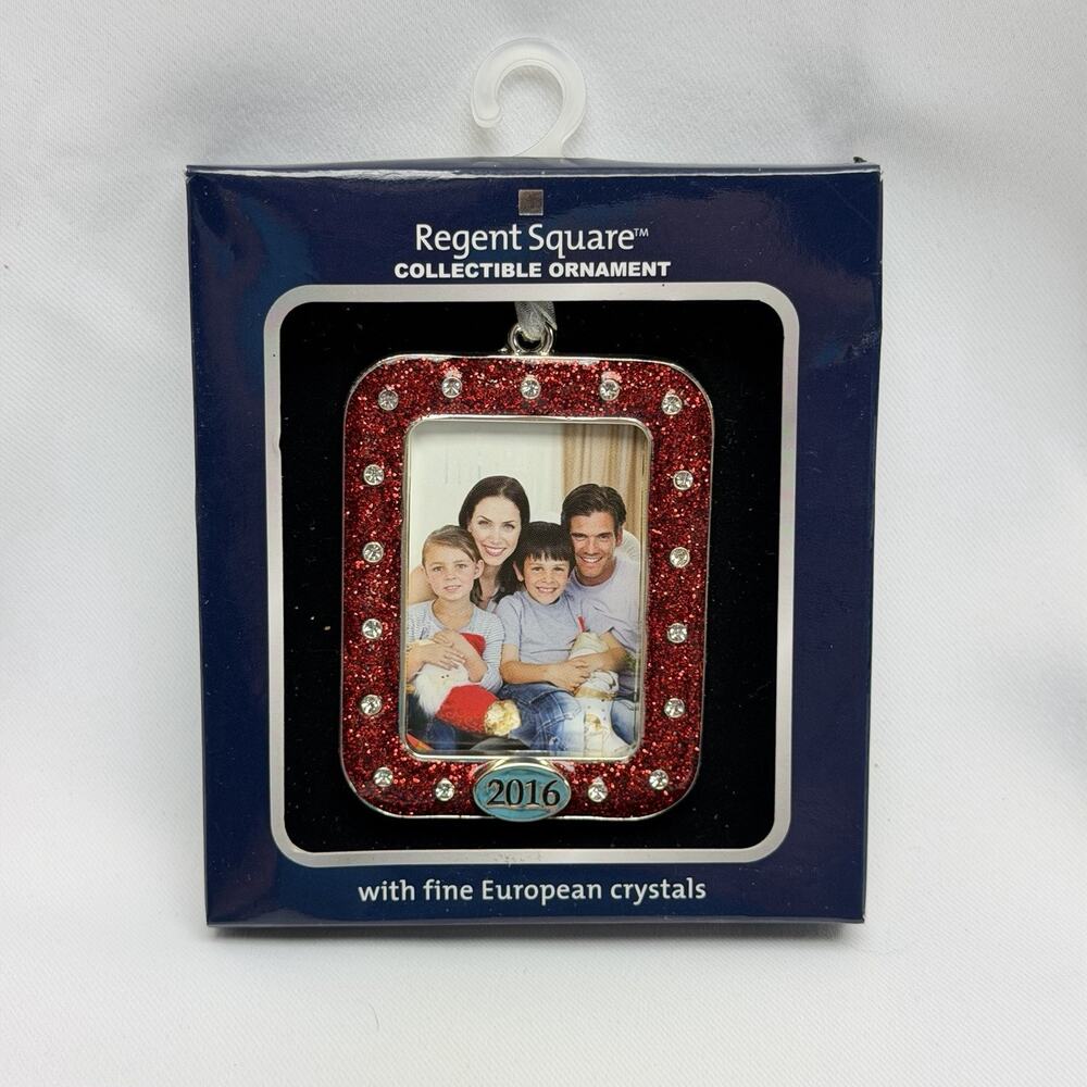 Regent Square 2016 Picture Frame Ornament Red Glitter European Crystals New
